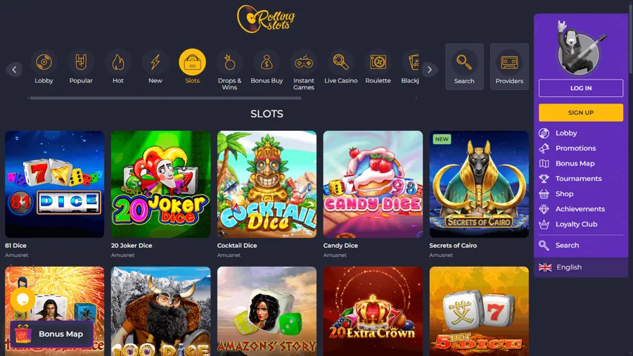 Rolling Slots — Anteprima della piattaforma